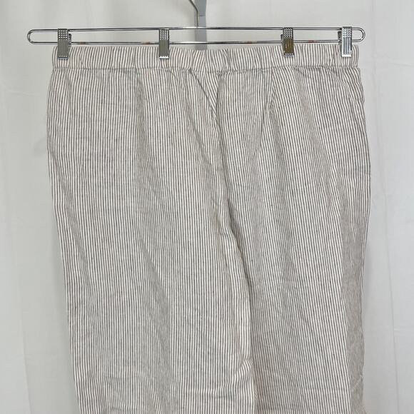 J. JILL Love Linen Striped Wide Leg Crop Pants Pull On Button Trim Beige 2X Plus - Picture 6 of 9
